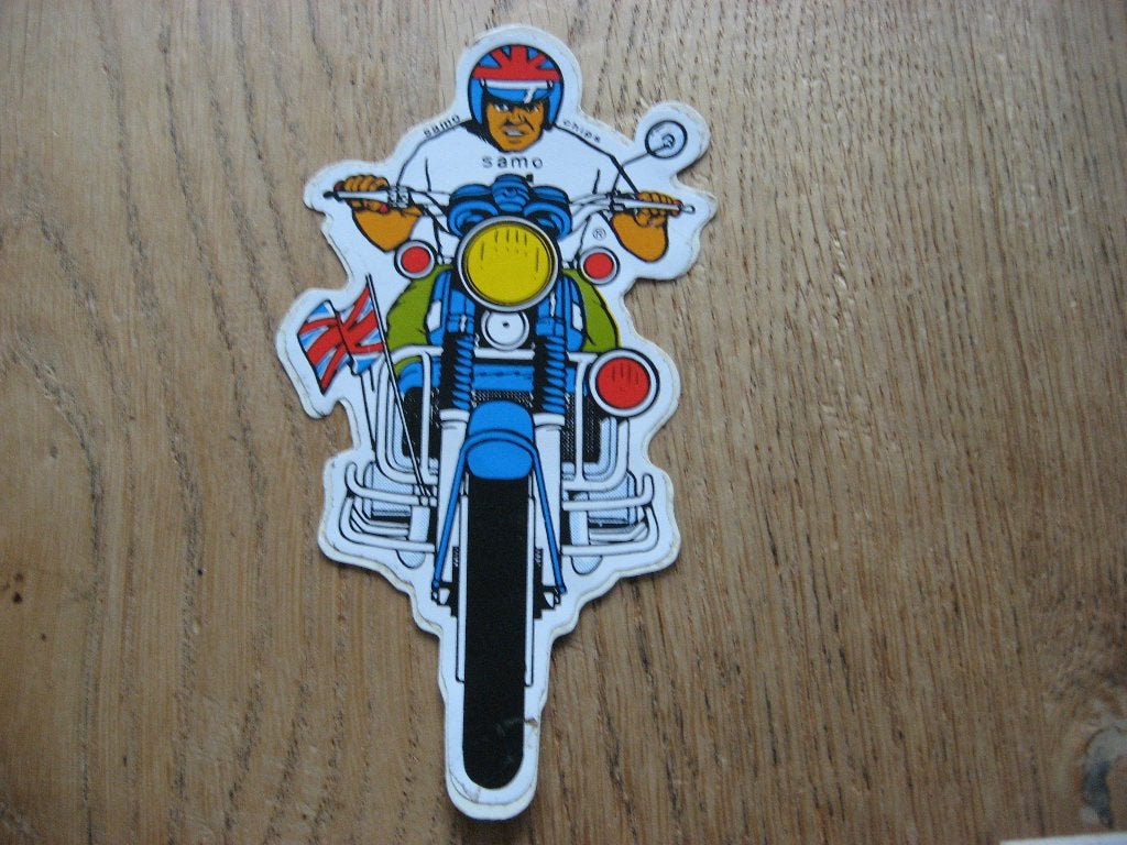 Motor Suzuki Samo Chips 7 x 13 cm Vintage Sticker, Enlèvement ou Envoi, Neuf, Voiture ou Moto