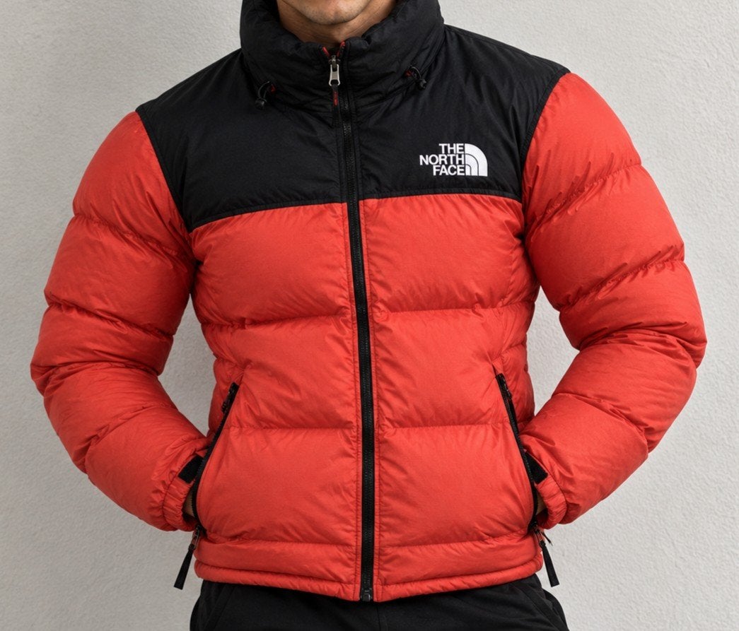 The The North Face Nuptse puffer jas rood/zwart, Small, Ophalen of Verzenden, Rood