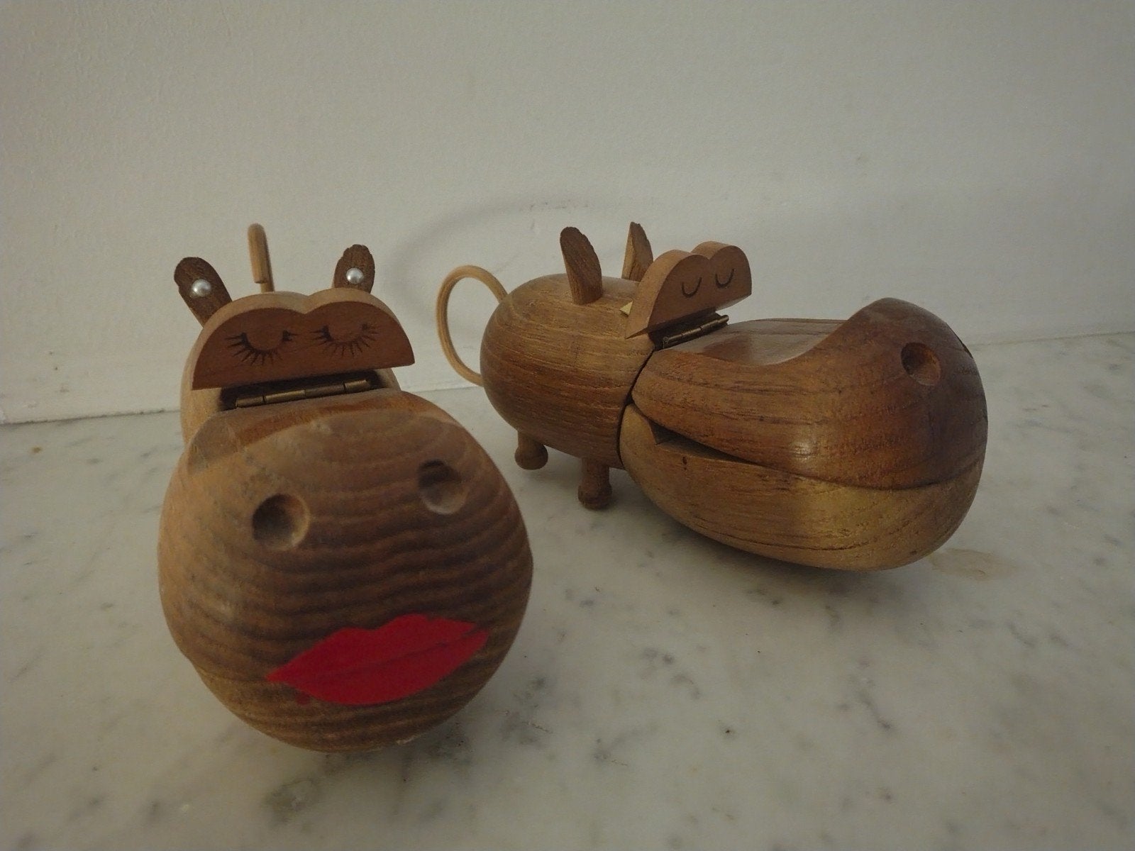 Houten nijlpaard - Zoo-line - Vintage, Huis en Inrichting, Ophalen of Verzenden, Vintage