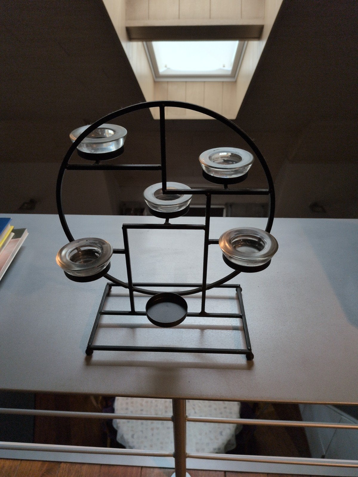 ronde houder voor theelichtjes, Huis en Inrichting, Woonaccessoires | Kandelaars en Kaarsen, Ophalen, Zwart, 35 cm, Waxinelichthouder