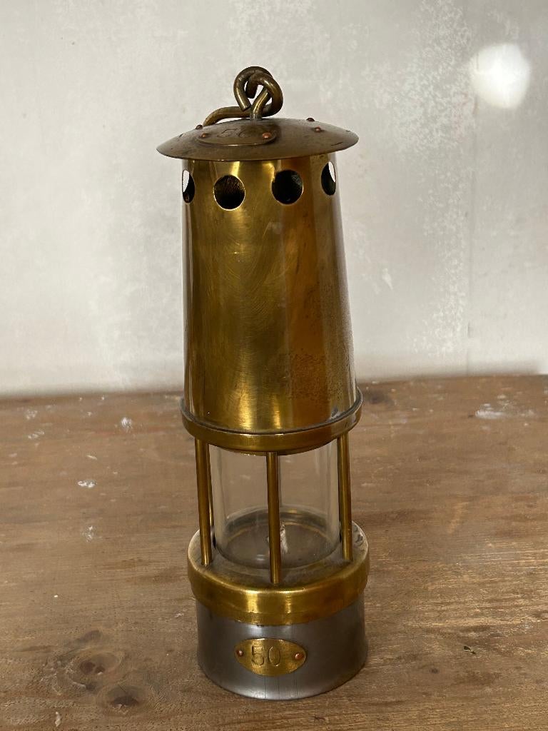 oude mijnwerkerslamp, opschrift 50, Antiek en Kunst, Ophalen of Verzenden