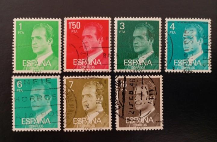 Lot of 7 stamps of Juan Carlos I in used condition, Timbres & Monnaies, Timbres | Indes orientales néerlandaises, Envoi