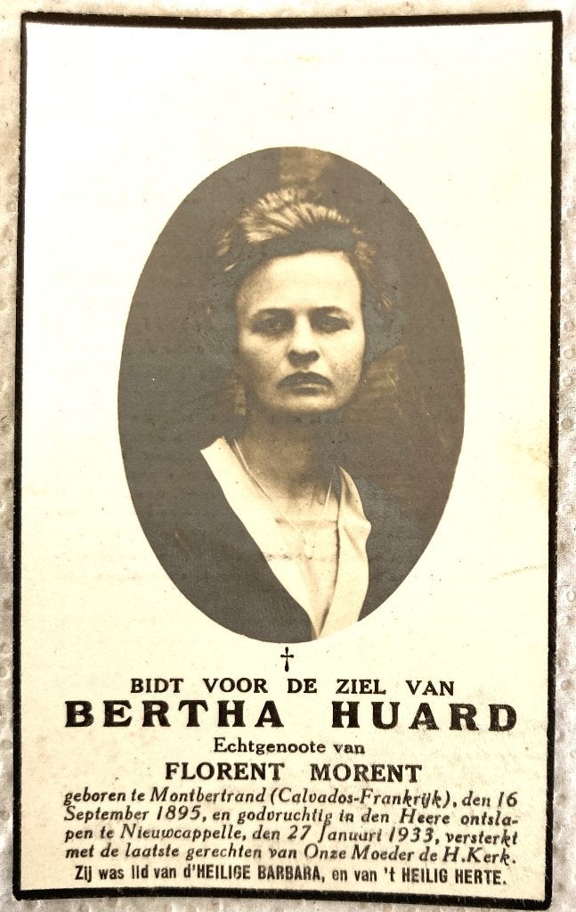 Bidprentje van Bertha Huard met Foto, Verzamelen, Verzenden, Bidprentje