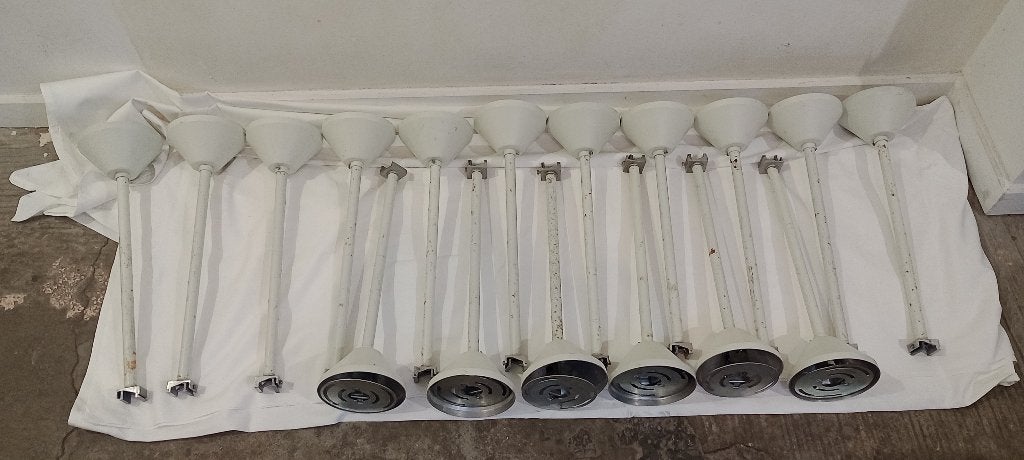 Set van 17 witte lamphouders voor spot of track, Huis en Inrichting, Lampen | Wandlampen, Gebruikt, Metaal, Ophalen of Verzenden