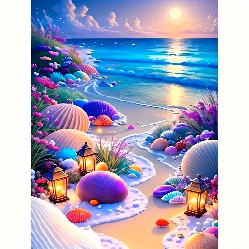 nr 15 Diamond Painting fantasy strand 50x40cm (vierkant), Hobby en Vrije tijd, Knutselen, Nieuw, Diamond painting, Educatief, Zelfklevend