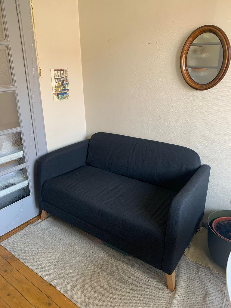 Zwarte zetel Ikea - ideaal voor kot of studio, Ophalen, Gebruikt, Minder dan 75 cm, Tweepersoons