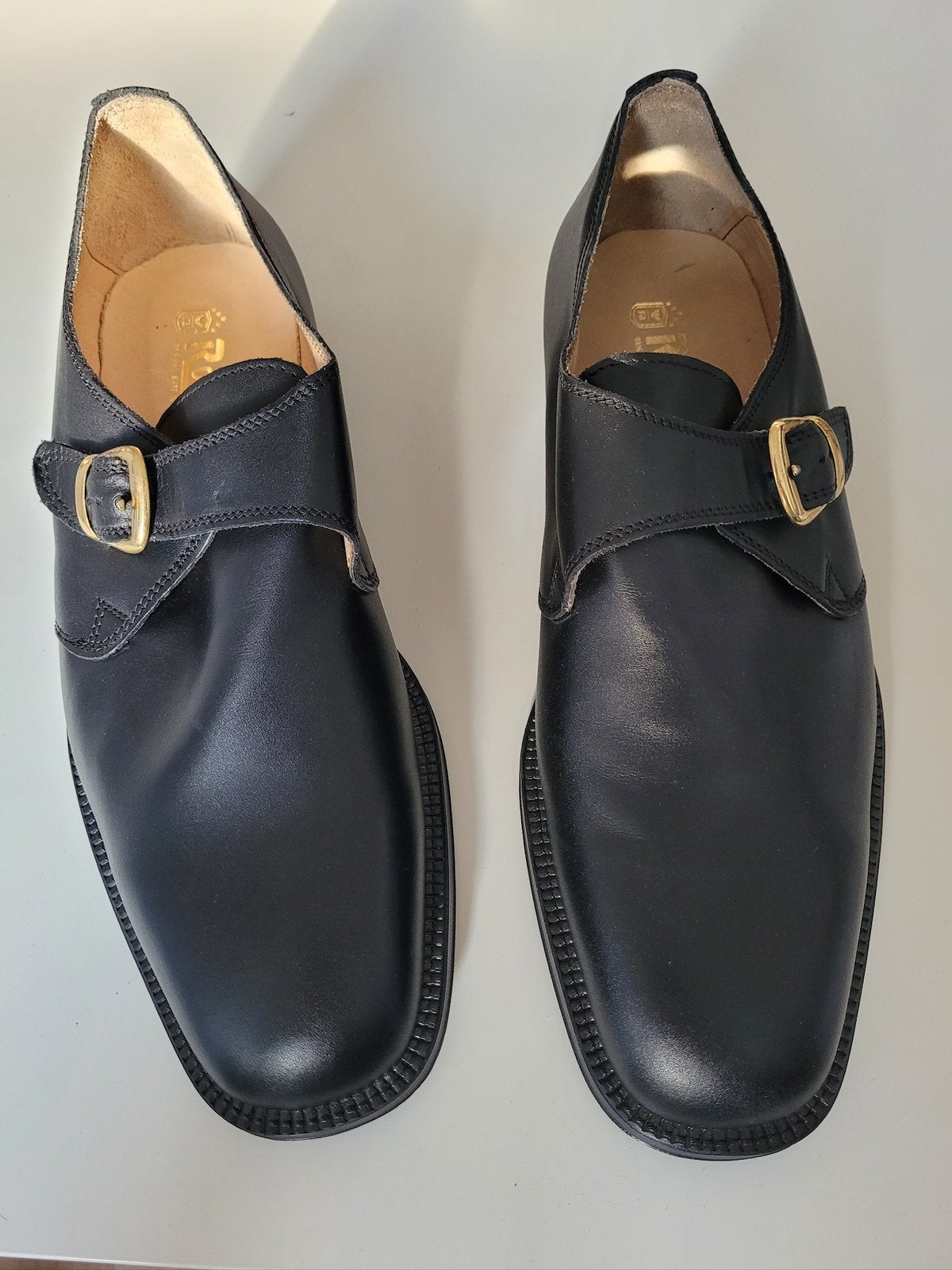 Nieuwe 44 Robel Italiaanse zwarte leren gespschoenen, Ophalen, Zo goed als nieuw, Zwart, Gespschoenen