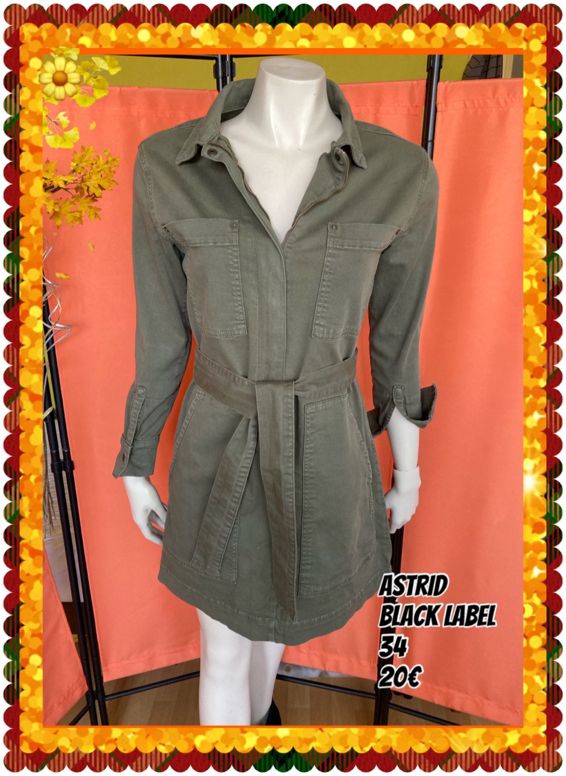 Chemisierjurk dames XS. Astrid Black Label, Enlèvement ou Envoi, Au-dessus du genou, Comme neuf, Vert