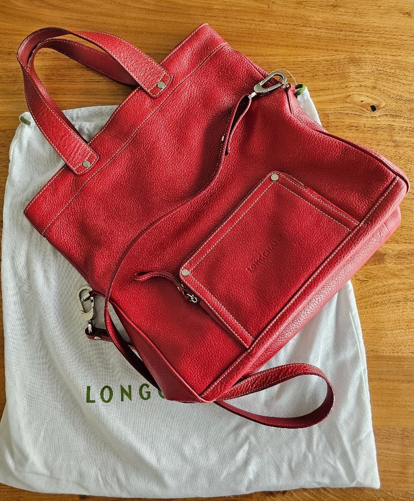 Longchamp Le Foulonné vintage schoudertas, Overige merken, Ophalen of Verzenden, Zo goed als nieuw, Leer