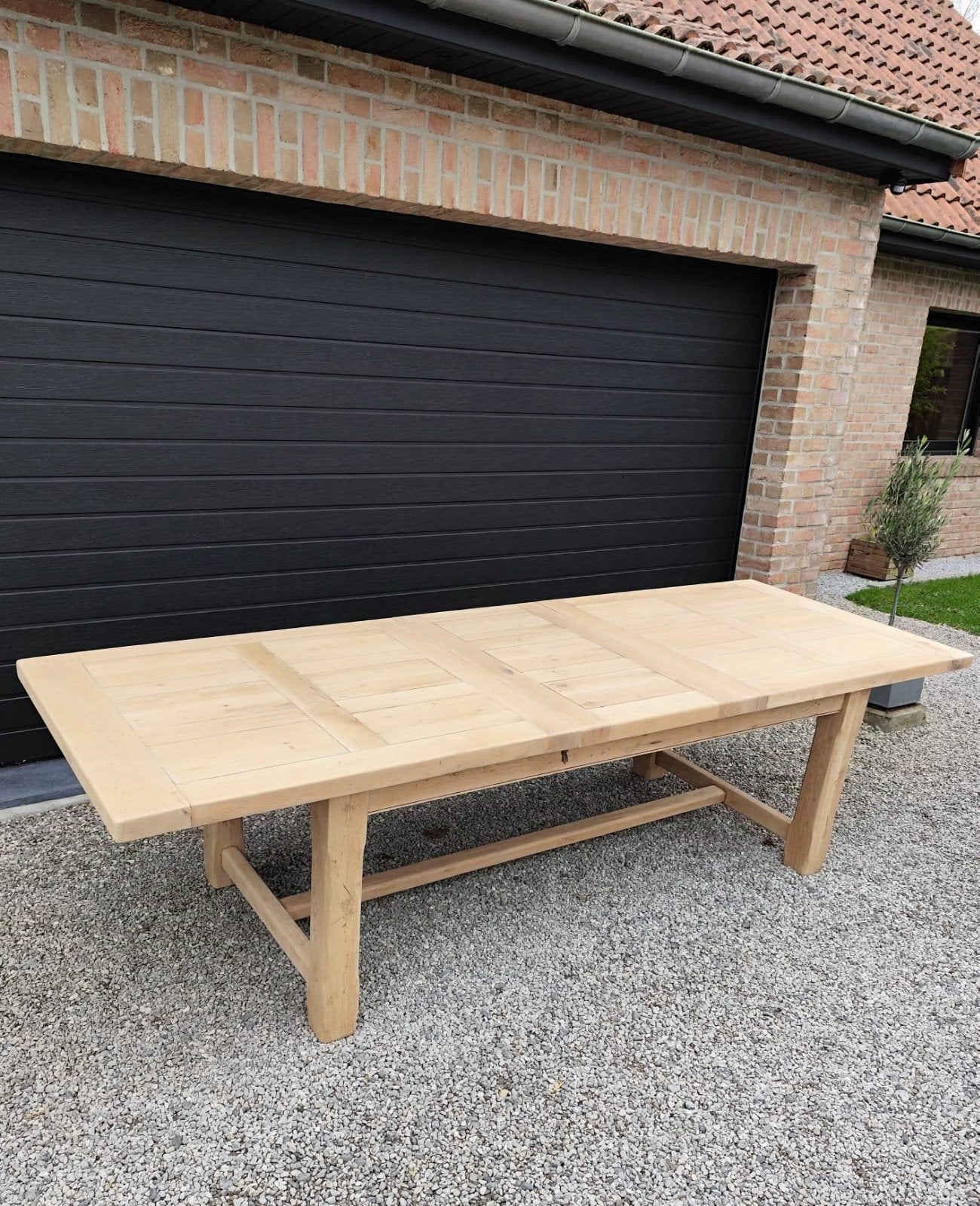 Table de ferme 2,90m chêne massif avec rallonge, Chêne
