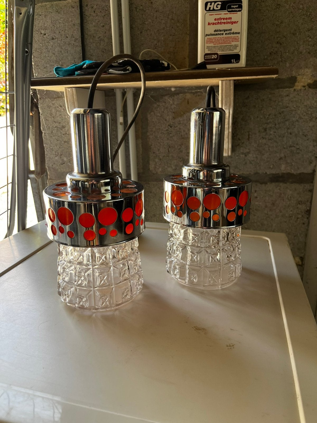 Massive hanglampen - vintage, Ophalen, Gebruikt, Glas