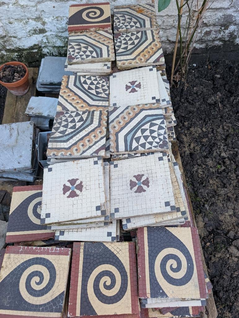Carreaux anciens maison bruxelloise, Moins de 20 cm, Carrelage de sol, Enlèvement, Utilisé