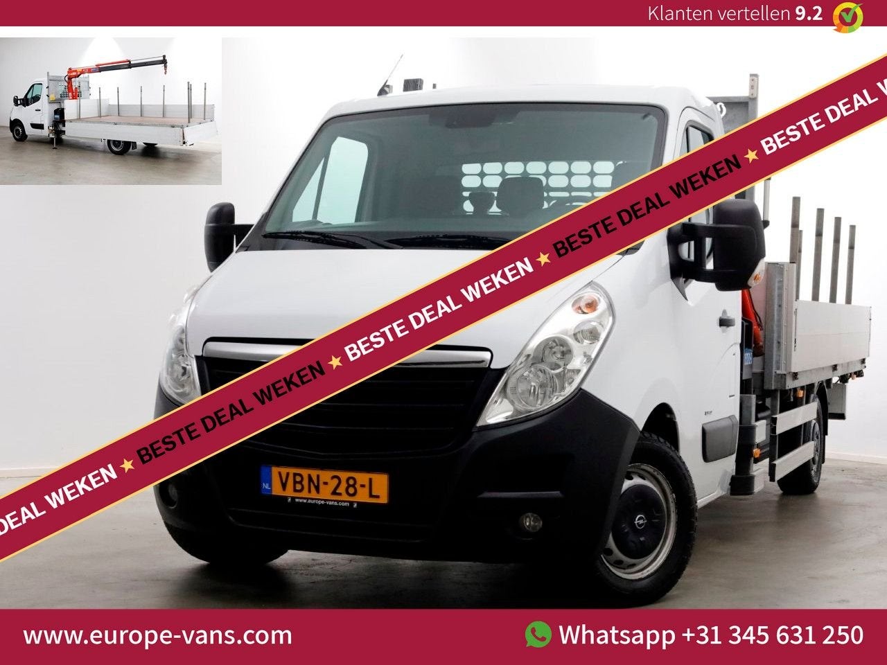 Opel Movano 2.3 CDTI 145pk E6 Open Laadbak + Kraan 08-2019, Auto's, Wit, Bedrijf, 192 g/km, Cruise Control
