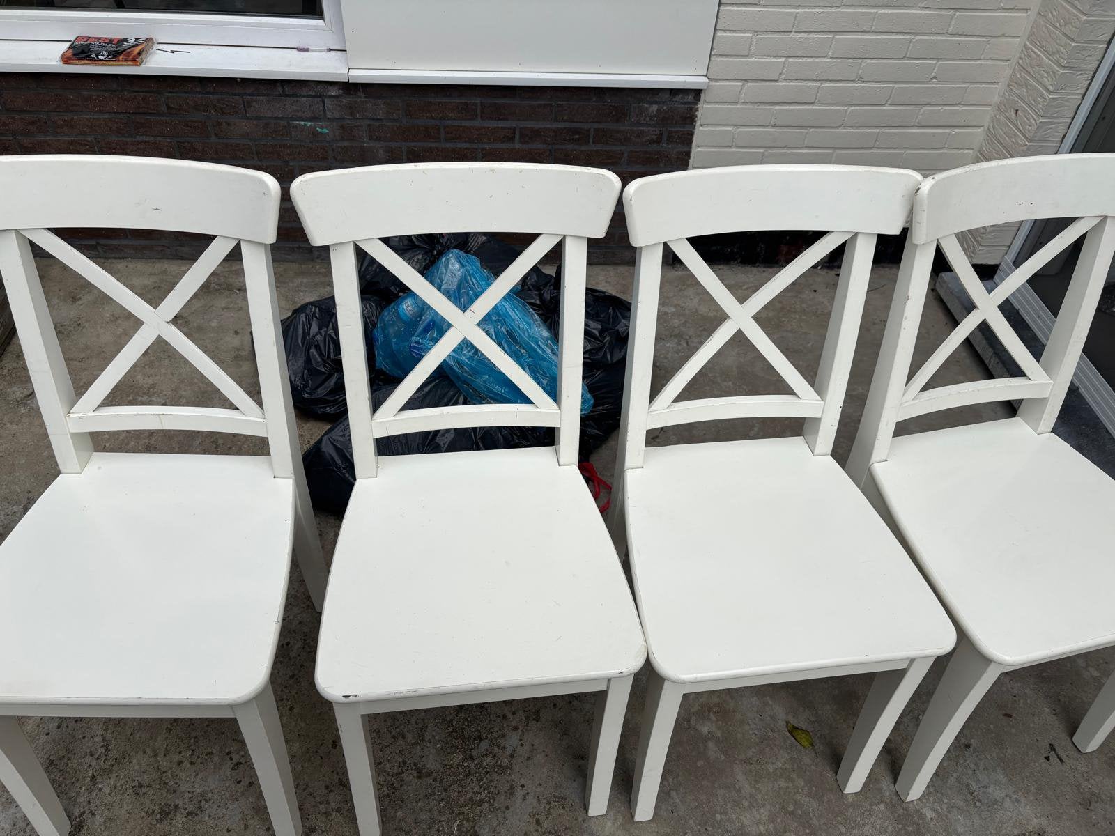 Witte stoelen 4 stuks, Huis en Inrichting, Stoelen, Ophalen, Gebruikt, Wit, Vier