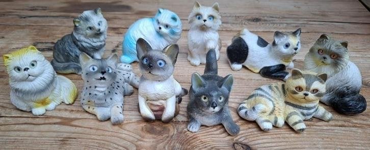 10 Vintage New Ray Novelty rubber katten / poezen, 1990, Enlèvement ou Envoi, Utilisé, Chien ou Chat, Autres types