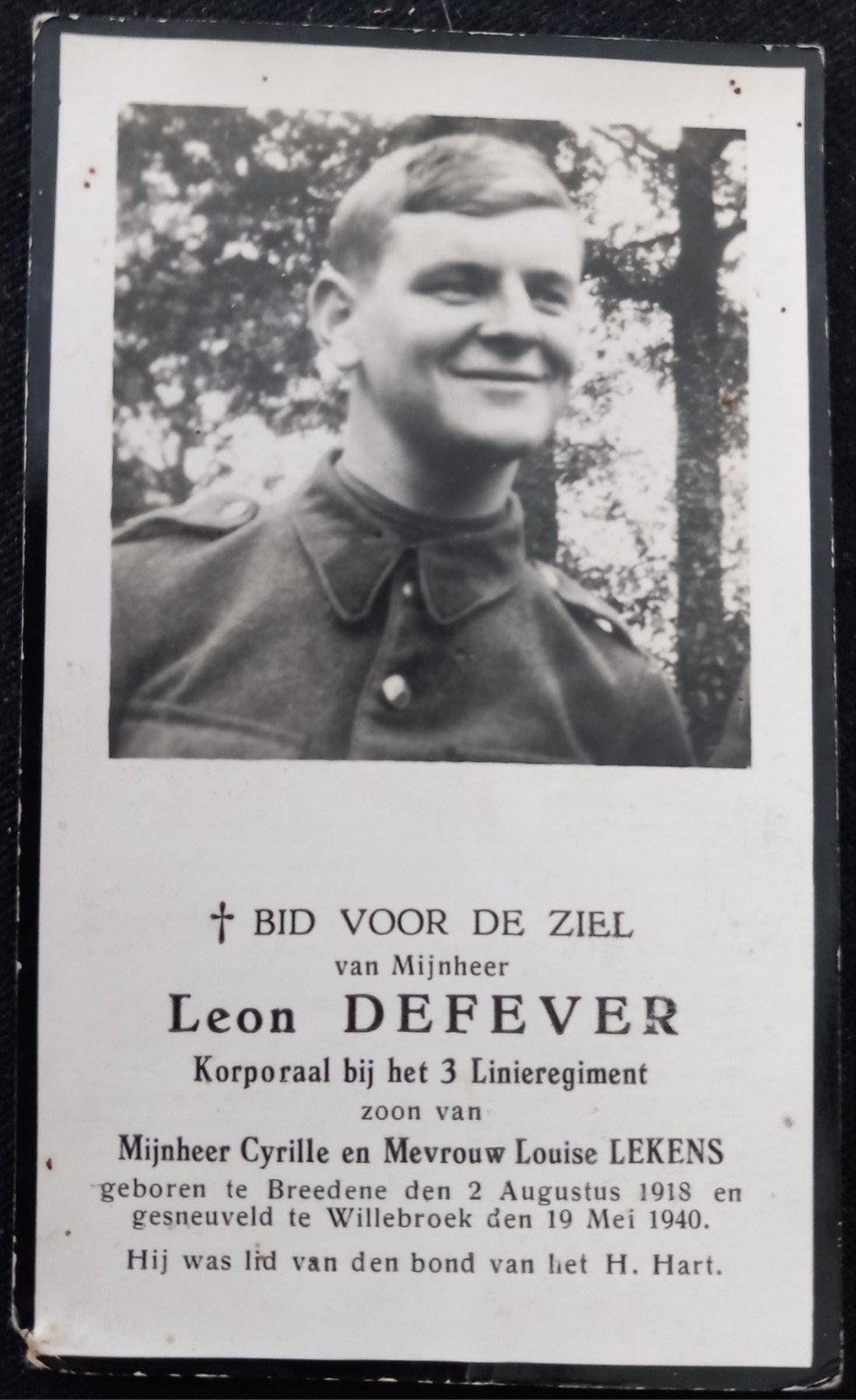 Carte de prière WW2, Enlèvement ou Envoi