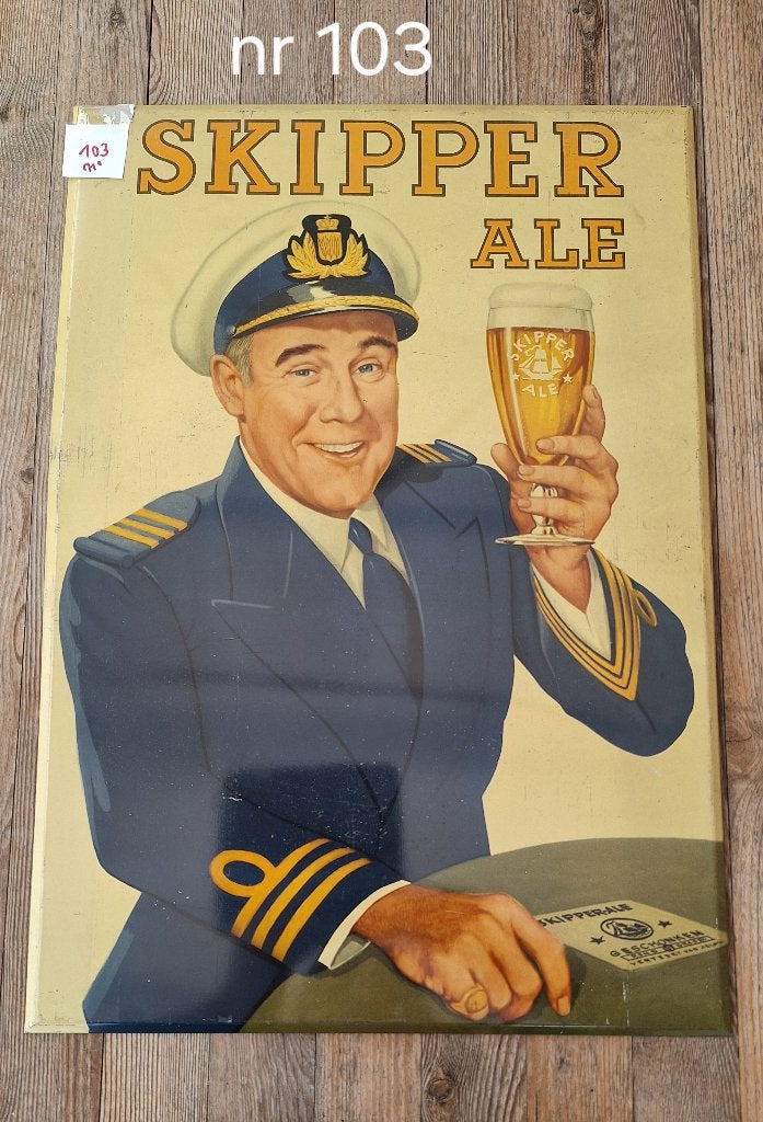 reclame bord Skipper Ale (nr103), Verzamelen, Ophalen, Gebruikt, Reclamebord, Plaat of Schild, Overige merken