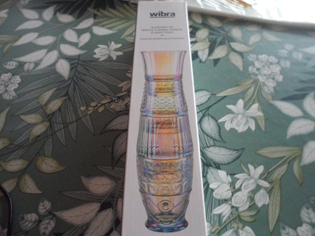 glazenset in de vorm van een vis nieuw in verpakking, Glas of Glazen, Nieuw, Ophalen of Verzenden, Glas