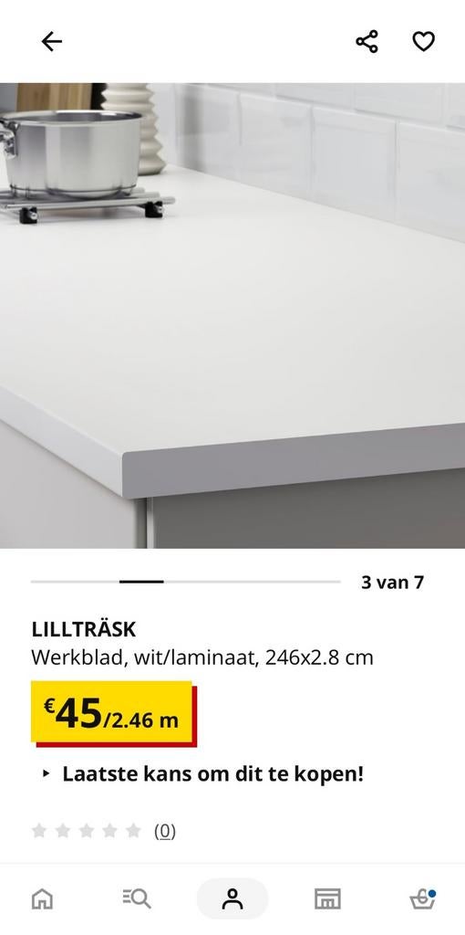 Werkblad Ikea 246x63.5x2.8, Ophalen