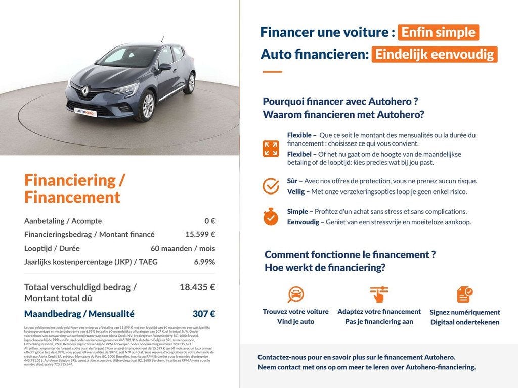 Renault Clio 1.3 TCe Intens (bj 2020, automaat), https://public.car-pass.be/vhr/88e8faa3-aa3d-4156-aaea-03db025f1861, Gebruikt