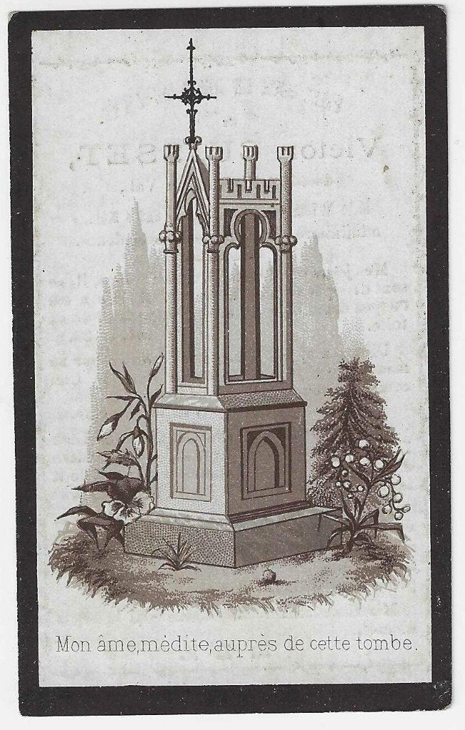 Victor Cuisset, ? 1858 - Estinnes-au-Val 1877, Enlèvement ou Envoi, Image pieuse