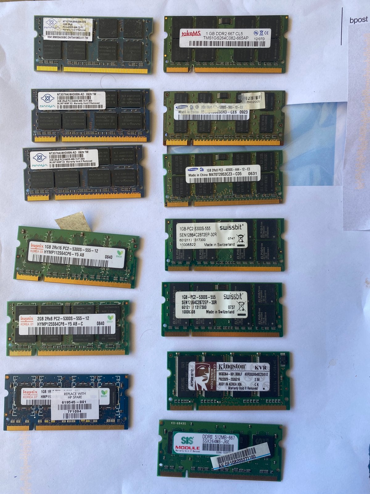 RAMs mémoire  DDR2 Ventes du lot pc portable, Computers en Software, RAM geheugen, Ophalen, Zo goed als nieuw, DDR2