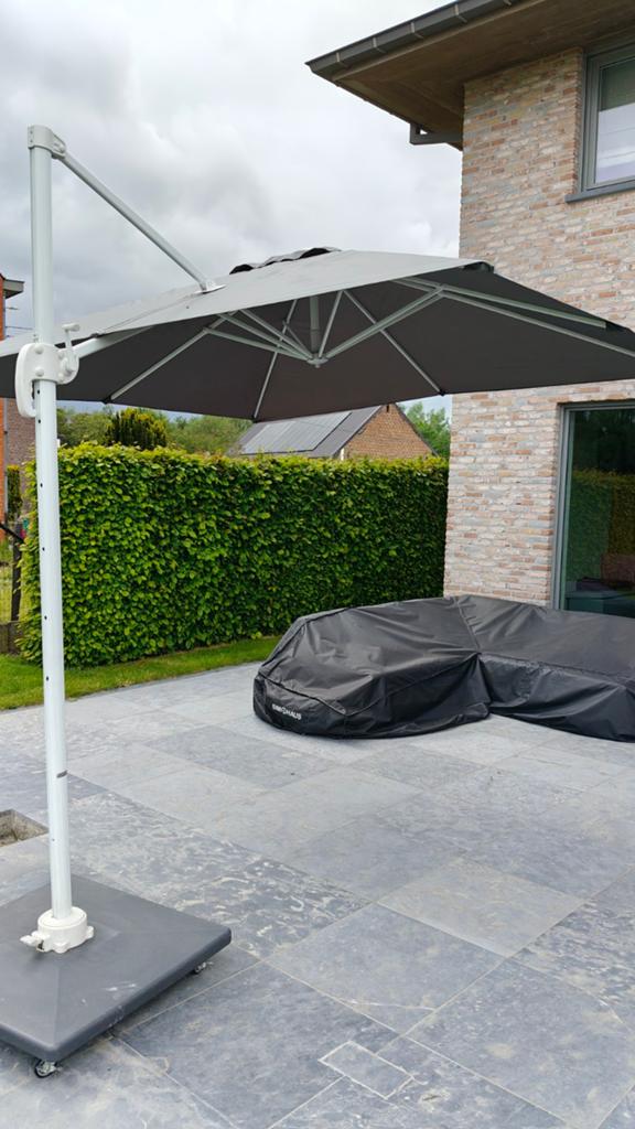 Zweefparasol 300x300 met tillfunctie inclusief voet, Jardin & Terrasse, Parasols, Enlèvement ou Envoi, Parasol flottant