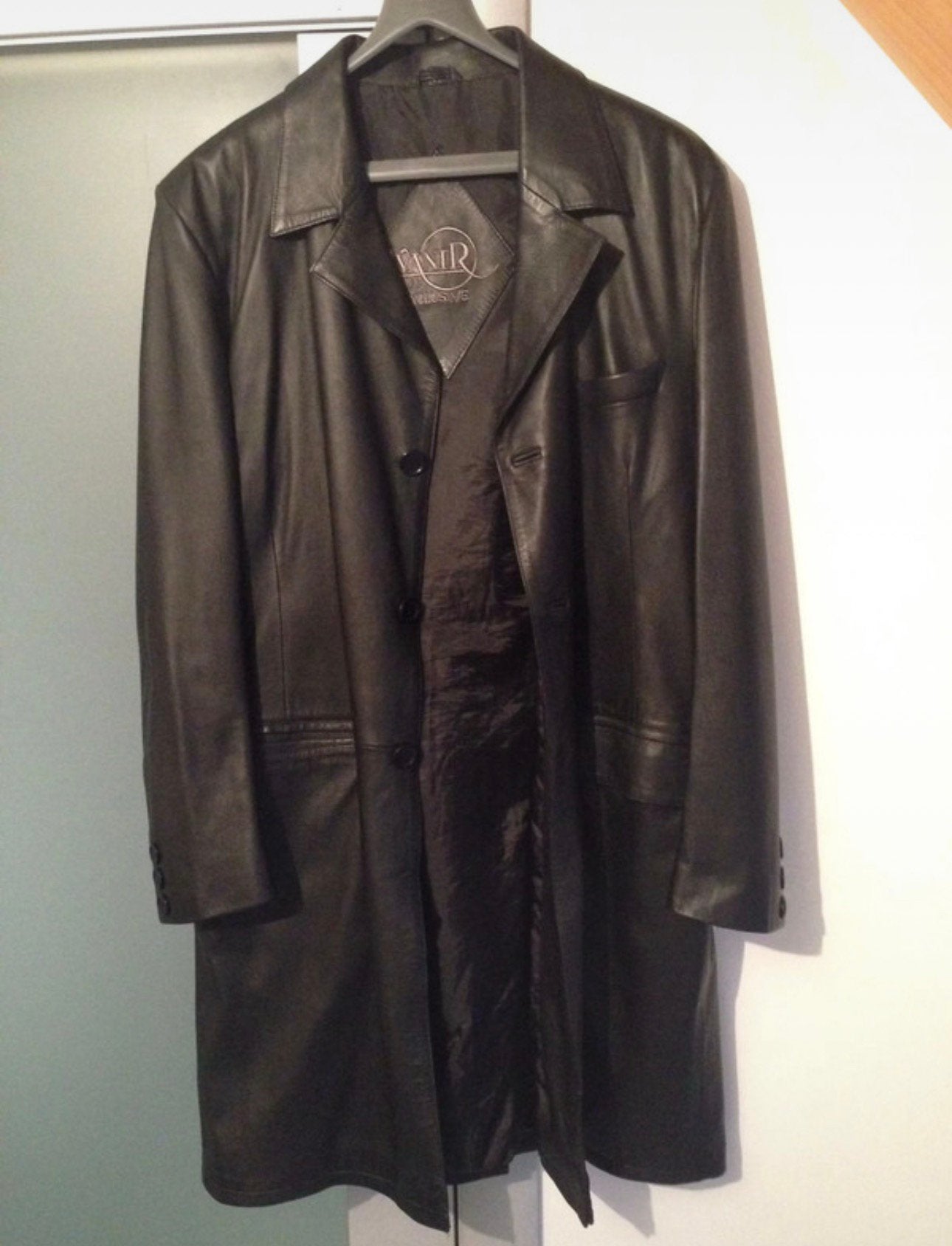 Longue veste homme en 100% cuir taille L, Enlèvement ou Envoi, Neuf, Taille 52/54 (L), Noir