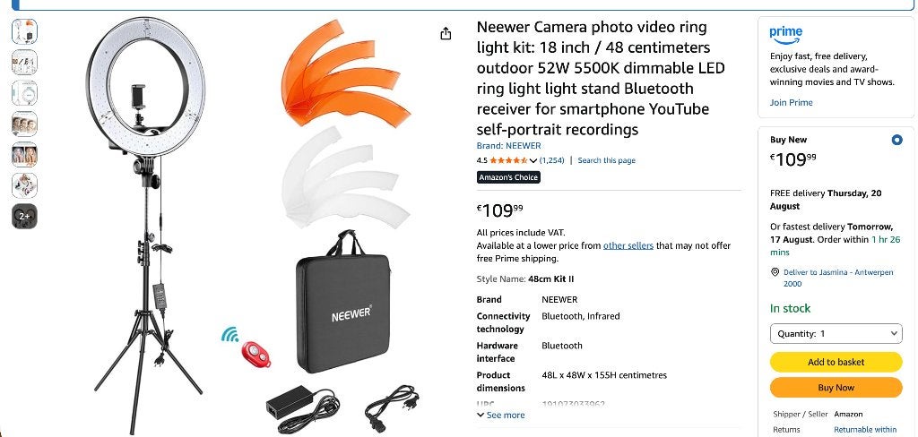 Neewer Ring Light Kit - als nieuw - prijs verlaagd €50, Ophalen, Zo goed als nieuw