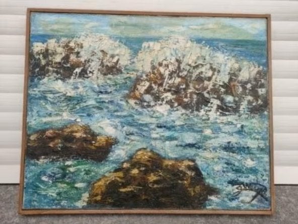huile sur toile les rochers en bretagne signe jenny wery, Antiquités & Art, Art | Peinture | Classique, Enlèvement ou Envoi, Toile