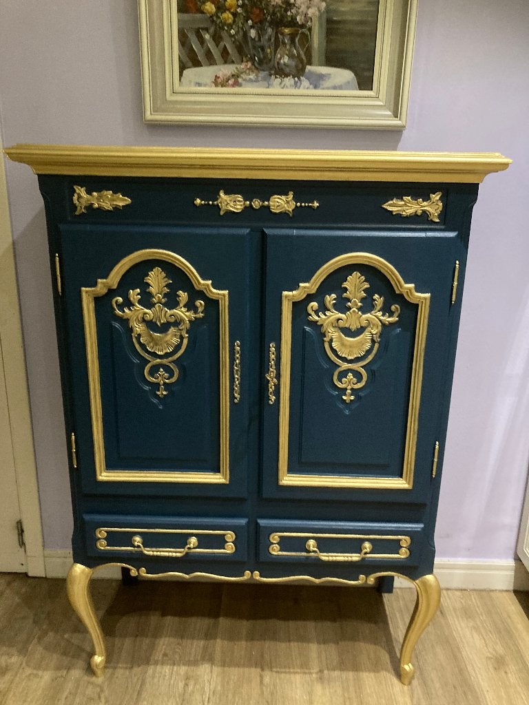 queen anne kast, Ophalen, 100 tot 150 cm, Eikenhout, Met lade(s)