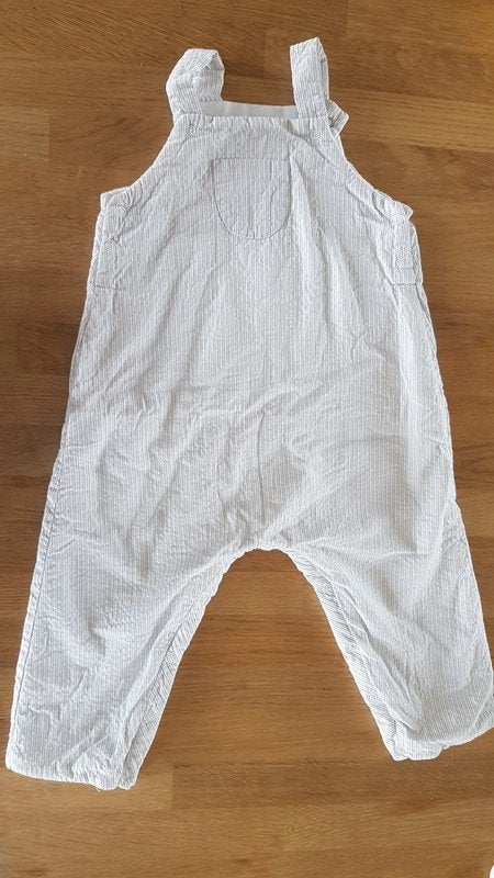 PETIT BATEAU - Salopette lignée blanc/gris - 12 mois/74 cm, Antiquités & Art, Enlèvement ou Envoi