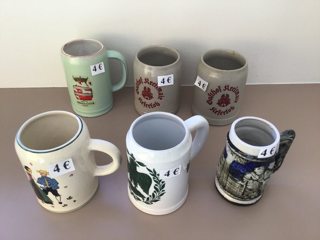 6 bierpotten aan slechts 4 euro per stuk, Antiek en Kunst, Curiosa en Brocante, Ophalen of Verzenden