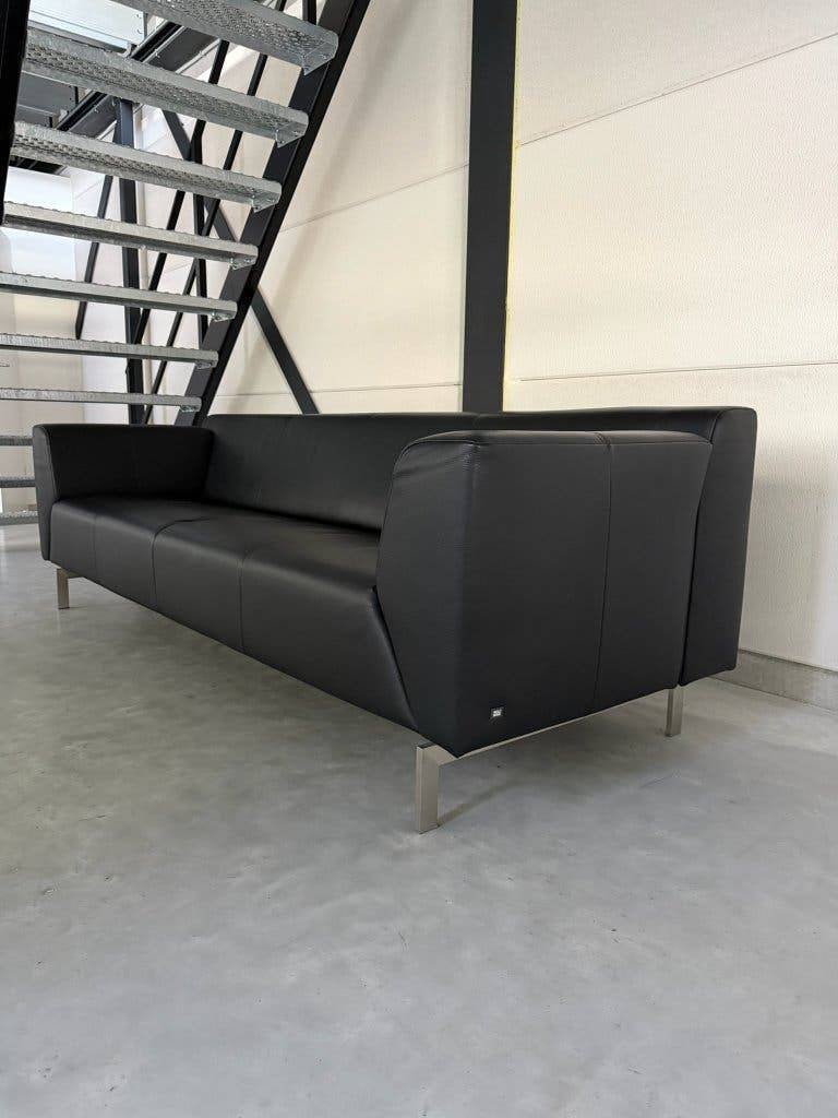 Rolf Benz 318 Linea - Cuir noir - Parfait état, 75 à 100 cm, Pode Leolux Jori Cassina Minotti, Banc droit, Comme neuf