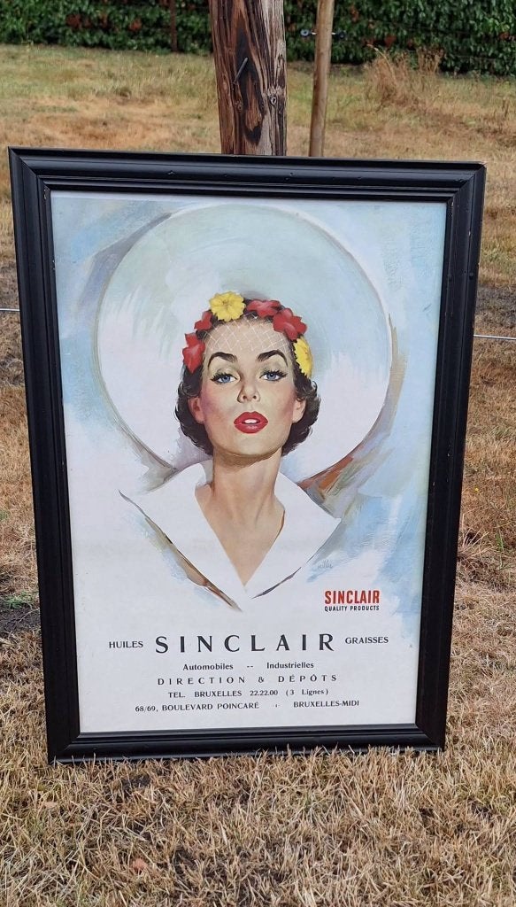 Vintage pin-up reclame poster Sinclair olie️️ ️️⛽️ nr.2, Verzamelen, Ophalen, Gebruikt, Reclamebord