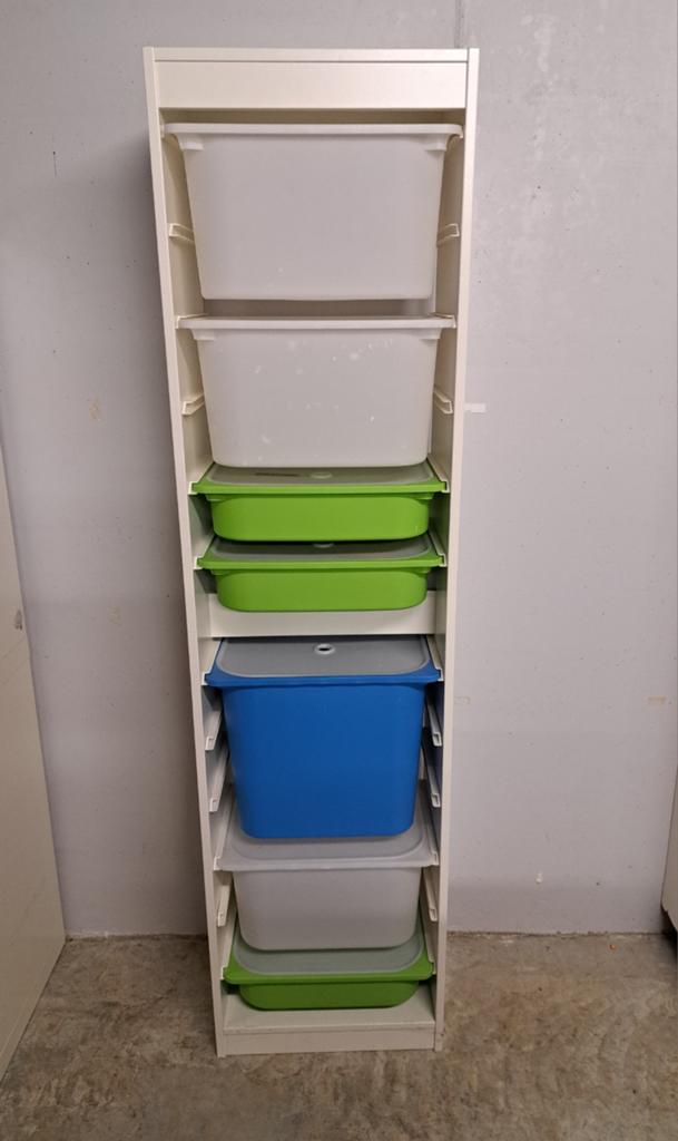 Kast met opbergdozen, keuze uit witte of roze boxen, Ophalen