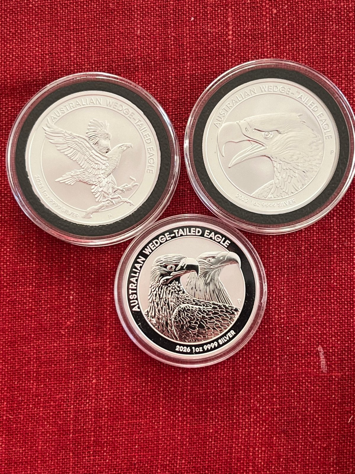 3 x 1oz Australia Wedge Tailed Eagle zilveren verzamelmunten, Ophalen of Verzenden, Zilver