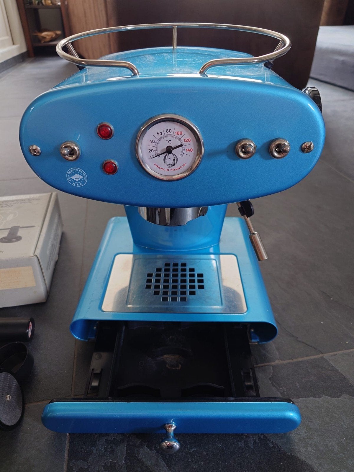 Francis Francis! X1 espresso machine blauw – messing boiler, Electroménager, Accessoires de machine à café, Enlèvement