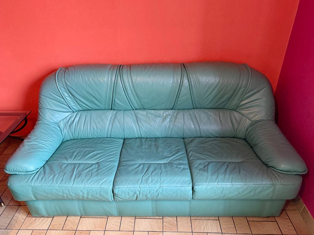 Salon en cuir 3 + 1 + 1, 75 à 100 cm, Quatre personnes ou plus, 150 à 200 cm, Enlèvement