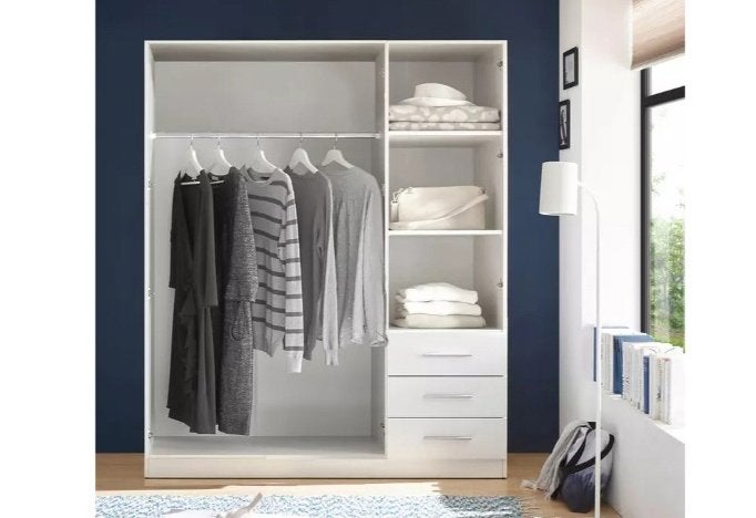 Handige kledingkast met 3 of 2 deuren en lades. Wit, Huis en Inrichting, Kasten | Kleerkasten, Met deur(en), Verzenden, 150 tot 200 cm