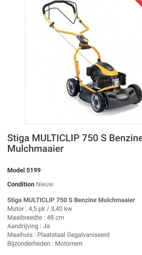Tondeuse à gazon Stiga 750 S (5× d'occasion), Enlèvement