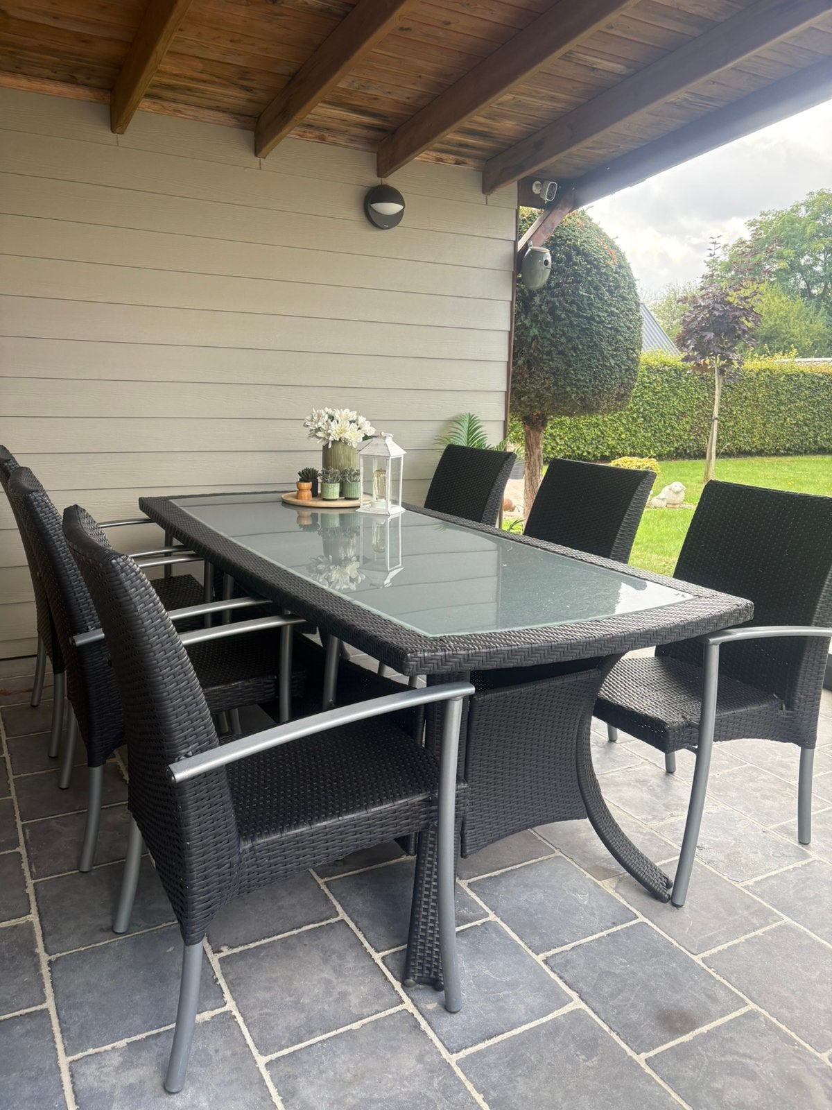 Tuintafel met 6 stoelen, Jardin & Terrasse, Ensembles de jardin, Table à dinner, Salons de jardin, Comme neuf, Synthétique