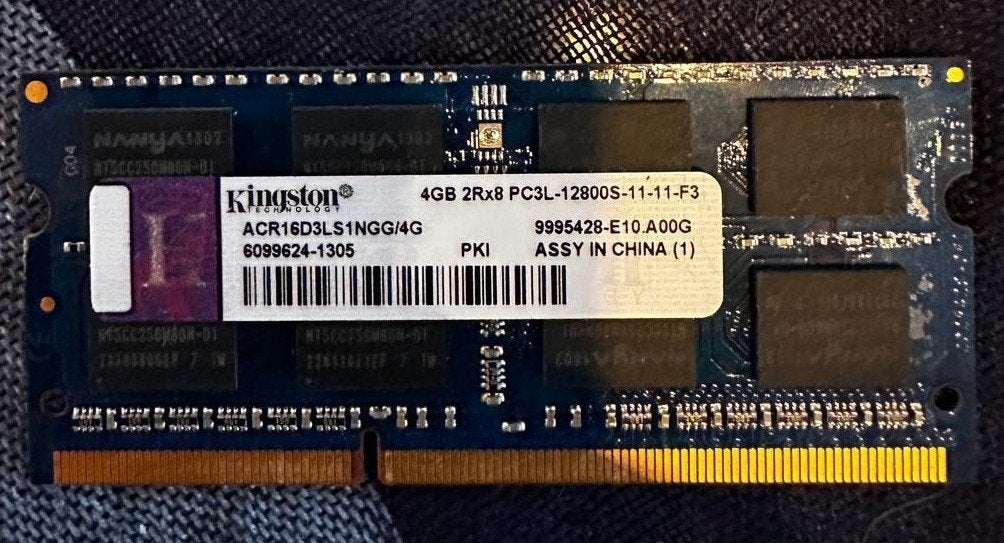4GB 2Rx8 PC3L-12800S-11-11-F3 Kingston Sodimm geheugen, Ophalen, DDR3, Zo goed als nieuw, Laptop
