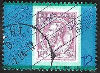 1 Postzegel België 1984 Dag van de postzegel, Koninklijk huis, Frankeerzegel, Ophalen of Verzenden, Gestempeld