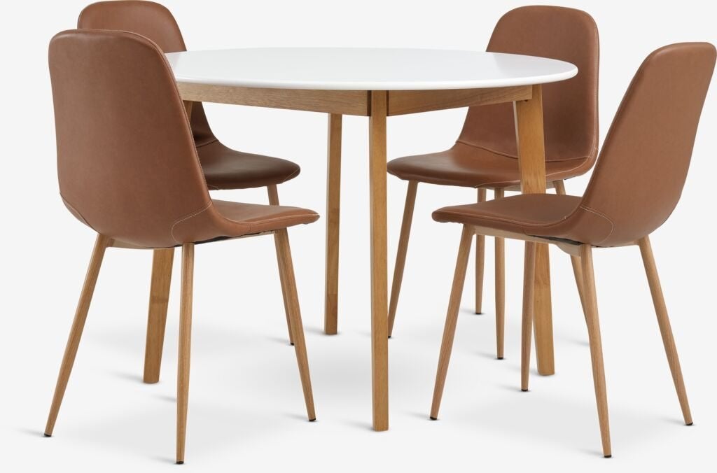 ronde eettafelset met 4 stoelen 2 maand oud, Ophalen, 100 tot 150 cm, Zo goed als nieuw, Vier personen