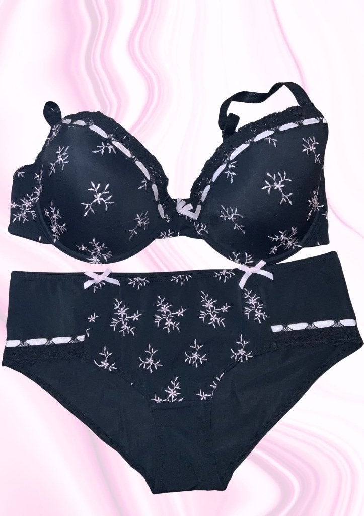 Set beha en slipje maat 90 C slipje medium, Verzenden, Zwart, Setje