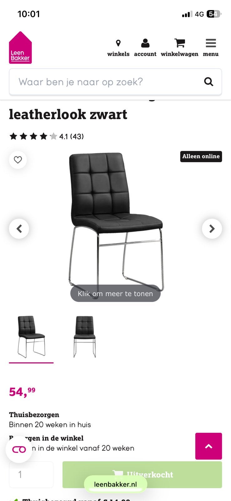 6 zwarte stoelen, Enlèvement, Comme neuf