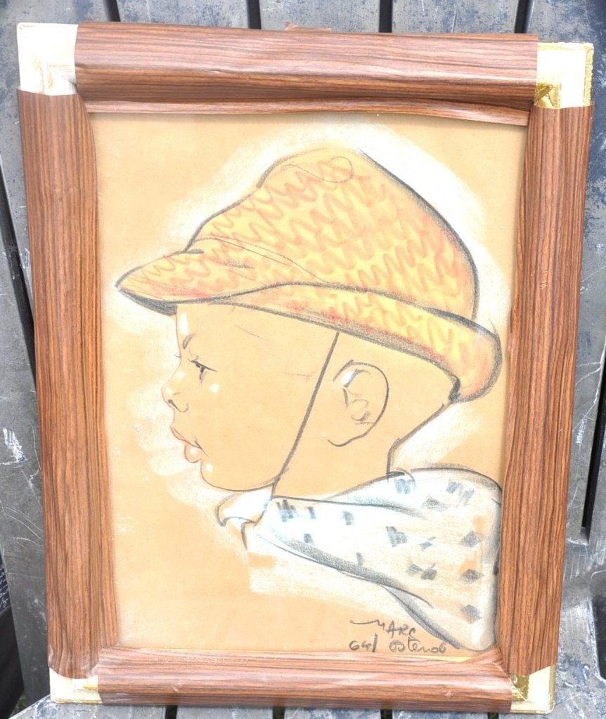 dessin au pastel signé marc 64 Ostende, Antiquités & Art, Enlèvement ou Envoi, Dessin, Dessin au pastel, Fait main