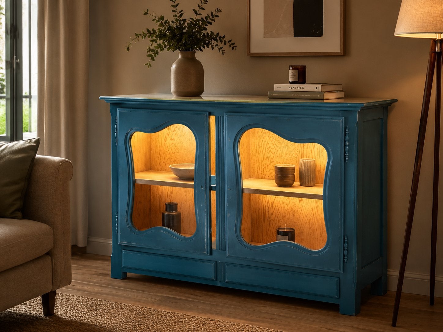 Blauwe vintage kast, Huis en Inrichting, Ophalen, Zo goed als nieuw