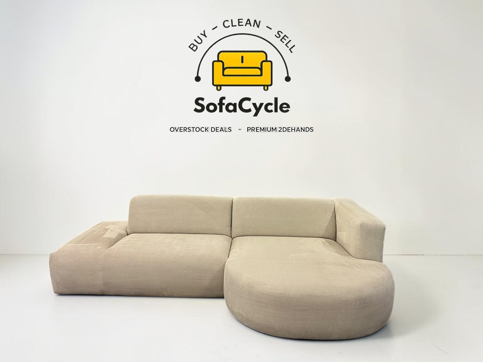 Fauteuil d'angle Juntoo en tissu beige, angle R - LIVRAISON, Neuf, Enlèvement ou Envoi, SofaCycle, Tissus